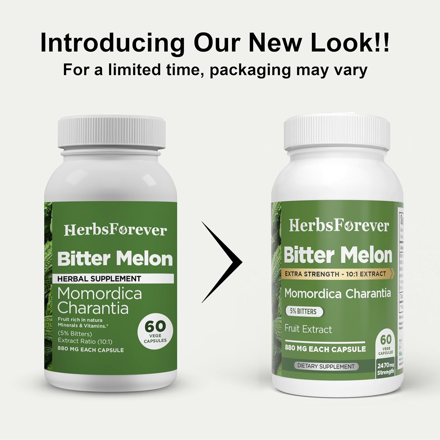 HerbsForever Melón Amargo Concentrado de Alta Potencia (10:1) - 60 Cápsulas Vegetales, 880mg