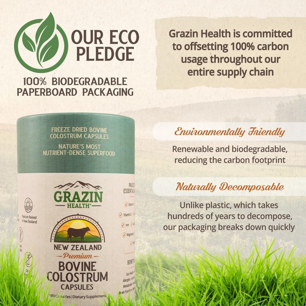 GRAZIN HEALTH Colostrum Bovino Grass Fed 3000mg - 180 Cápsulas - Nueva Zelanda