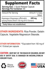 Extracto de Espárrago Joven 600 mg - 2 Botellas de 120 Cápsulas