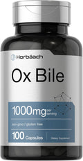 Horbäach Suplemento de Bilis de Buey | 1000mg | 100 Cápsulas | Digestivo Enzimático | No-GMO y Sin Gluten