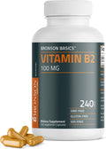 Bronson Vitamin B2 100mg Non-GMO, 240 Vegetarian Capsules