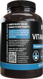 PURE ORIGINAL INGREDIENTS Vitamina B1 (Tiamina Mononitrato) 365 Cápsulas