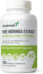 Extracto de Moringa 20:1 (20 000 mg) - Fórmula Potente - Suplemento Vegano con Vitaminas y Minerales - 120 Cápsulas - No Transgénico, Sin Gluten