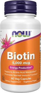 Biotina 5.000 mcg - 60 Cápsulas Vegetales - NOW Foods