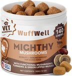 WuffWell Mighty Mushroom Suplemento para Perros - Cola de Pavo, Mejillón de Labios Verdes y Cúrcuma - 7 Setas