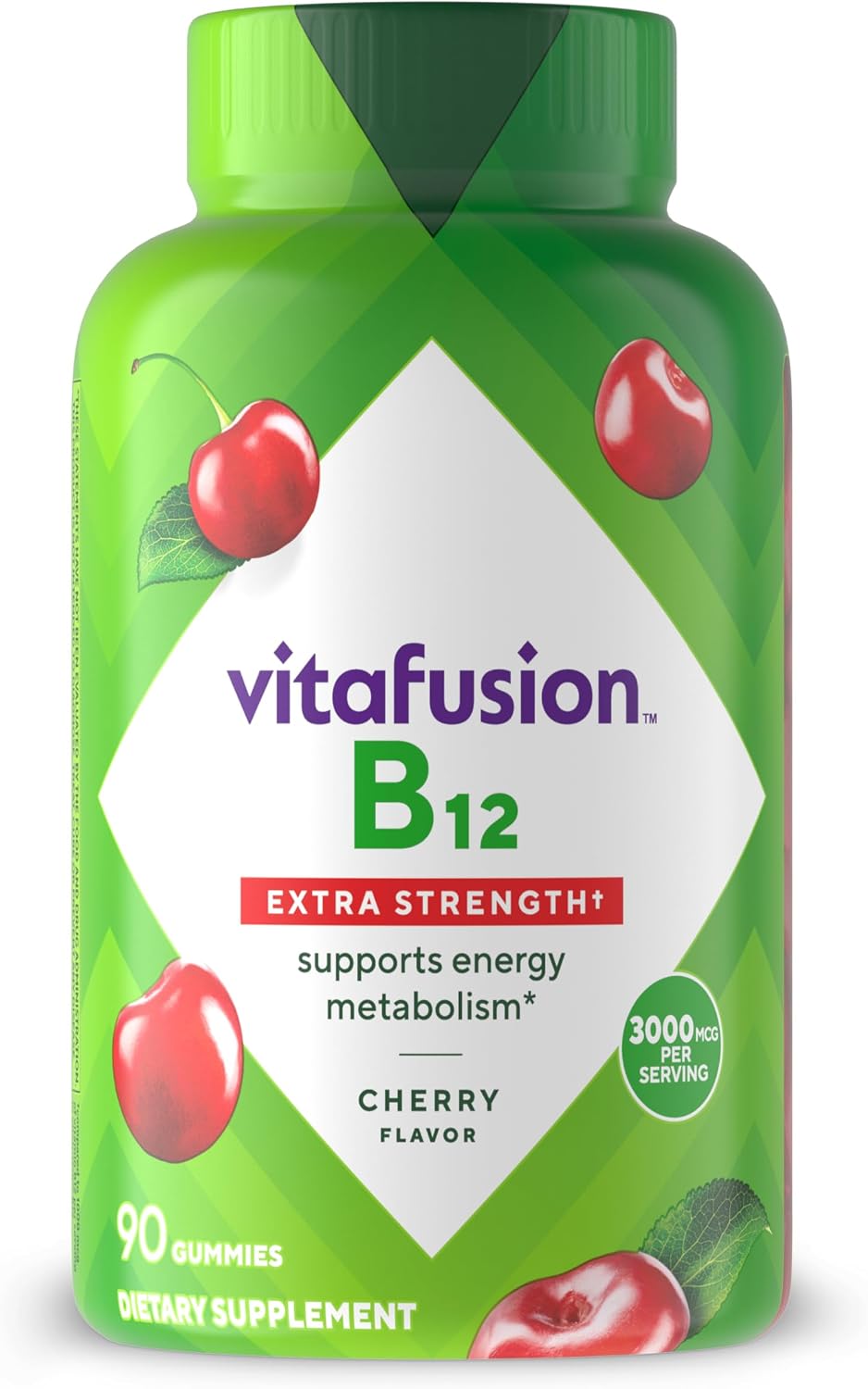 Vitafusion Extra Strength Vitamin B12 Gummies - 90 Gominolas de Vitamina B12, Sabor Cereza