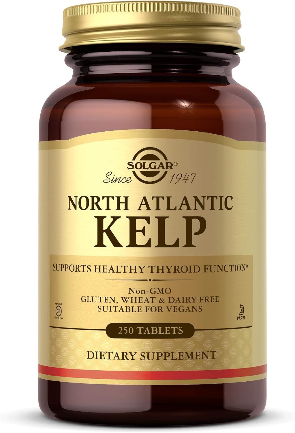 Solgar Kelp del Atlántico Norte, 250 Comprimidos - Fuente Natural de Yodo