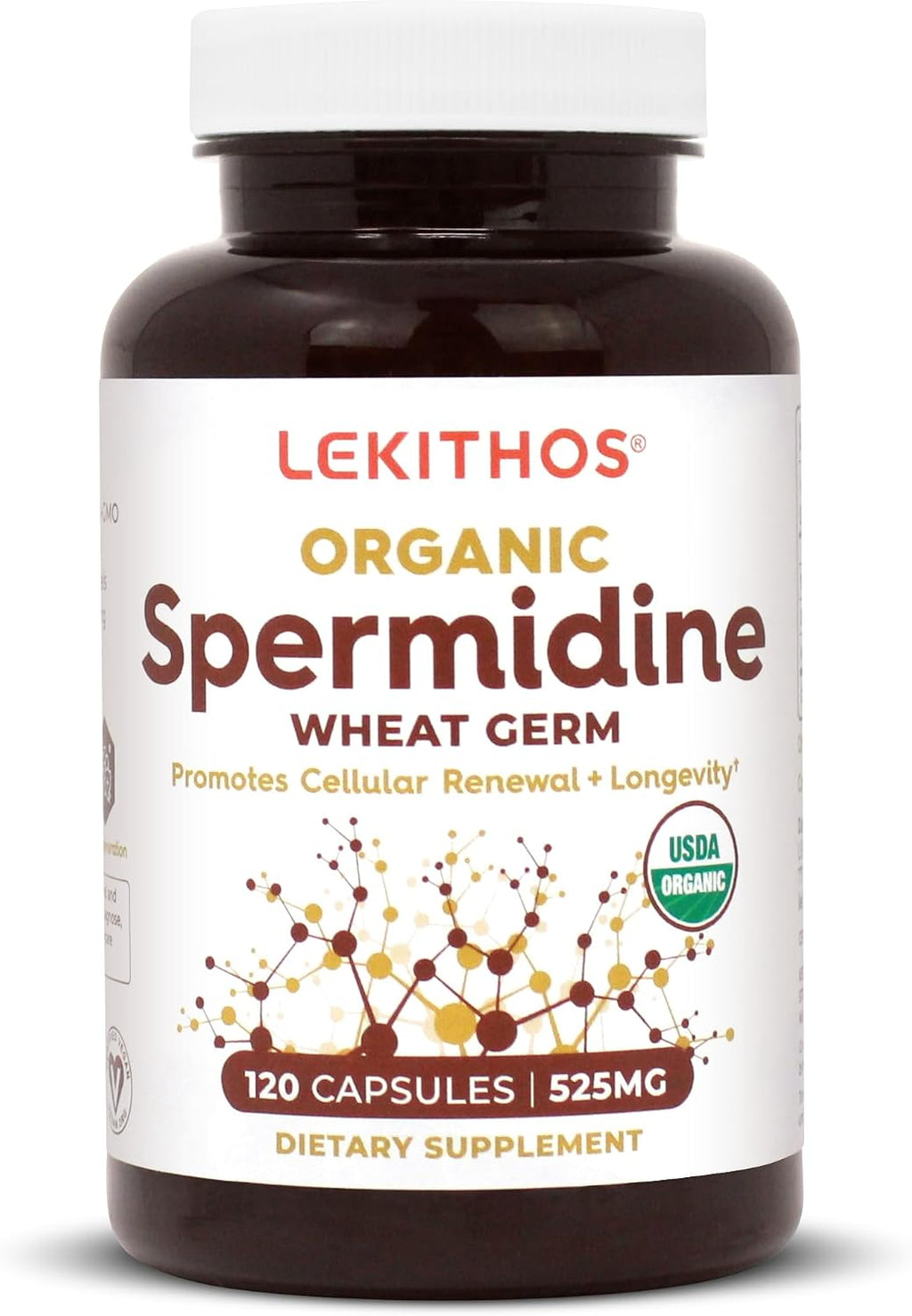 Lekithos Cápsulas de Espermidina Orgánica | Extracto de Germen de Trigo | Renovación Celular | 1050 mg por Dosis | Vegano, Sin OGM | 120 Cápsulas