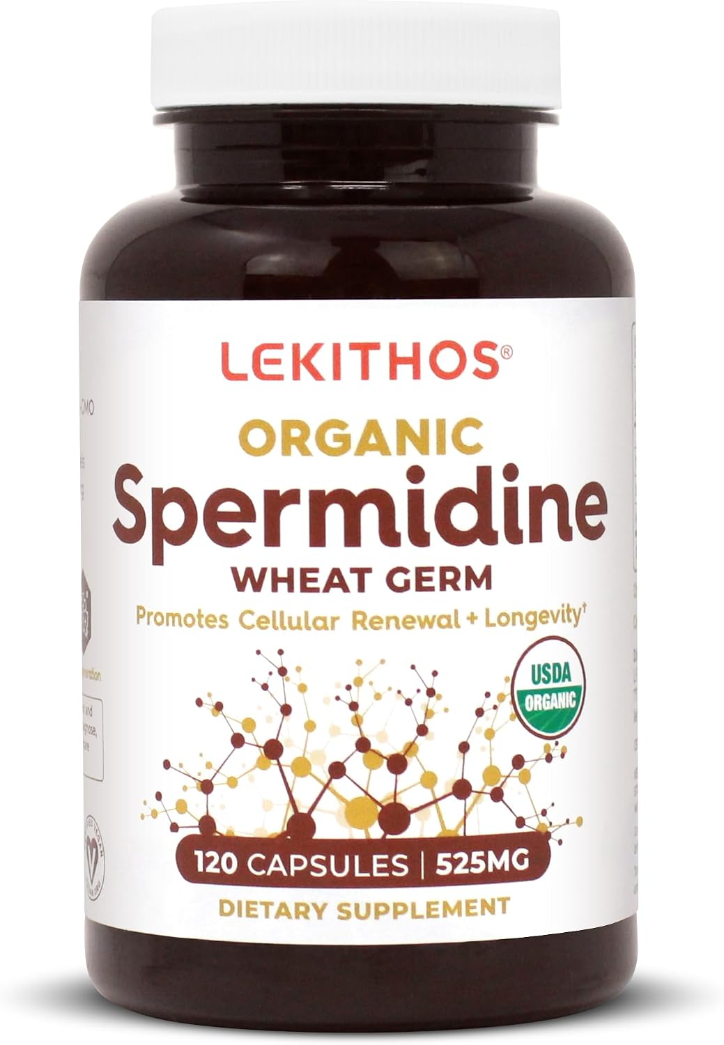 Lekithos Cápsulas de Espermidina Orgánica | Extracto de Germen de Trigo | Renovación Celular | 1050 mg por Dosis | Vegano, Sin OGM | 120 Cápsulas