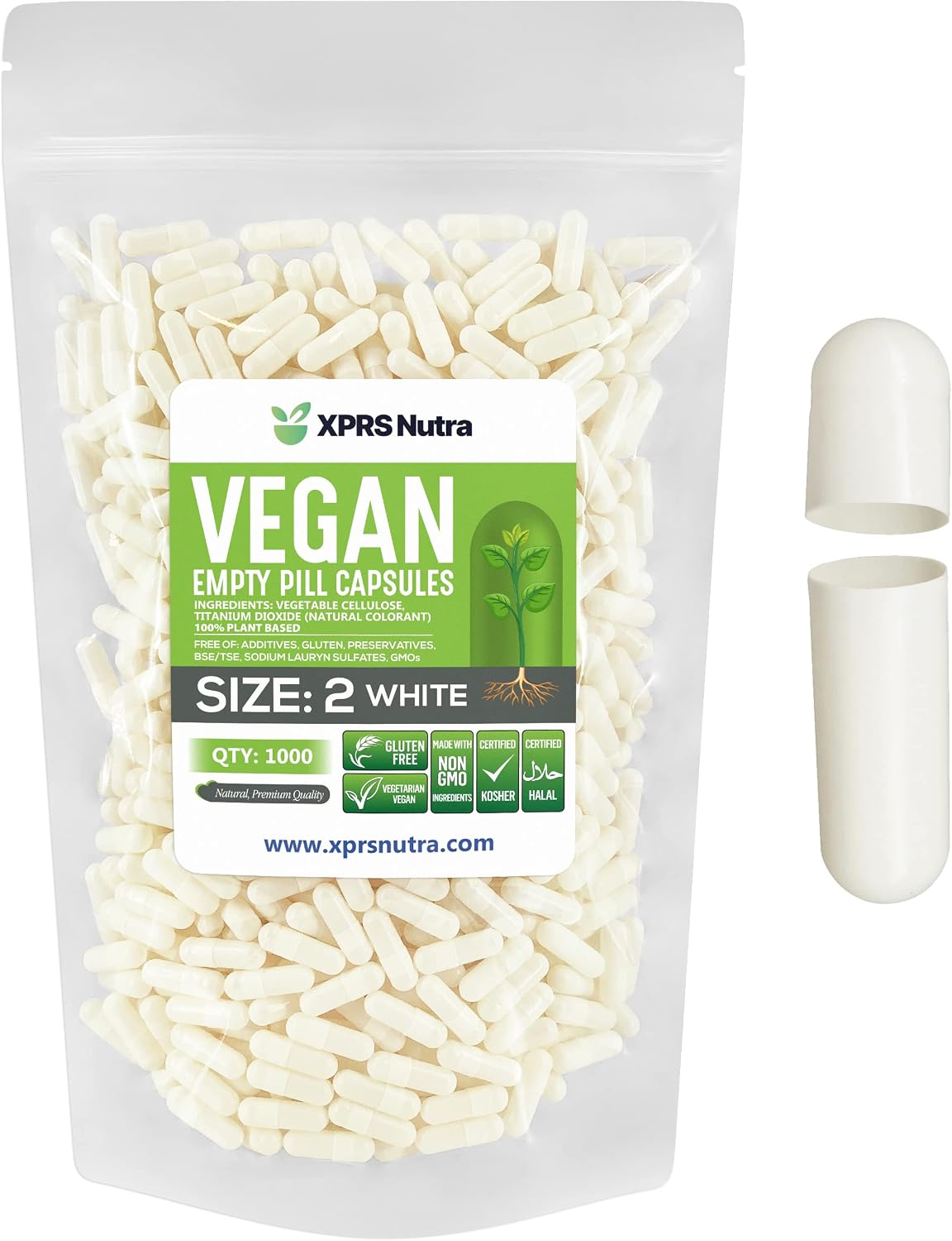 XPRS Nutra Cápsulas Vacías Tamaño 2 - 100 Cápsulas Vegetales Claras