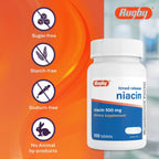 Rugby Niacina 500mg Liberación Prolongada con Calcio - 100 Comprimidos (Pack de 3)