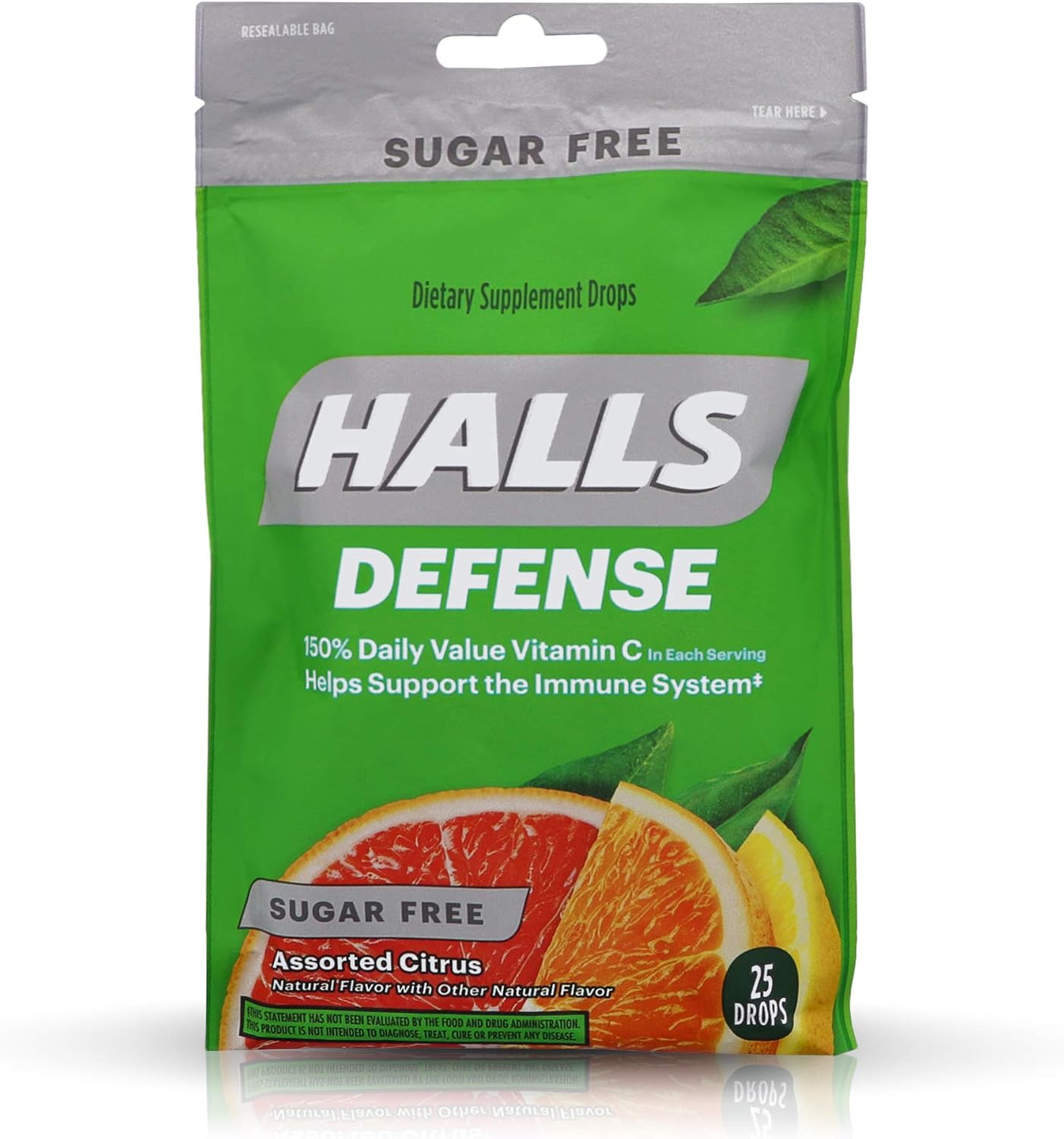 Halls Defense Vitamin C Drops Sin Azúcar Cítricos Surtidos - 100 Pastillas