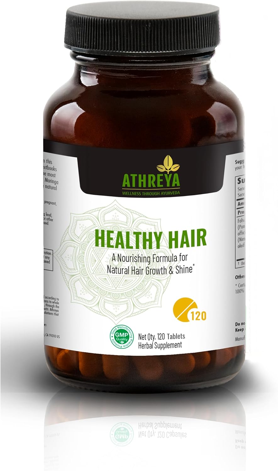 Athreya Herbs Healthy Hair Tablets con Vitamina C – 120 Comprimidos – Vegano, No GMO
