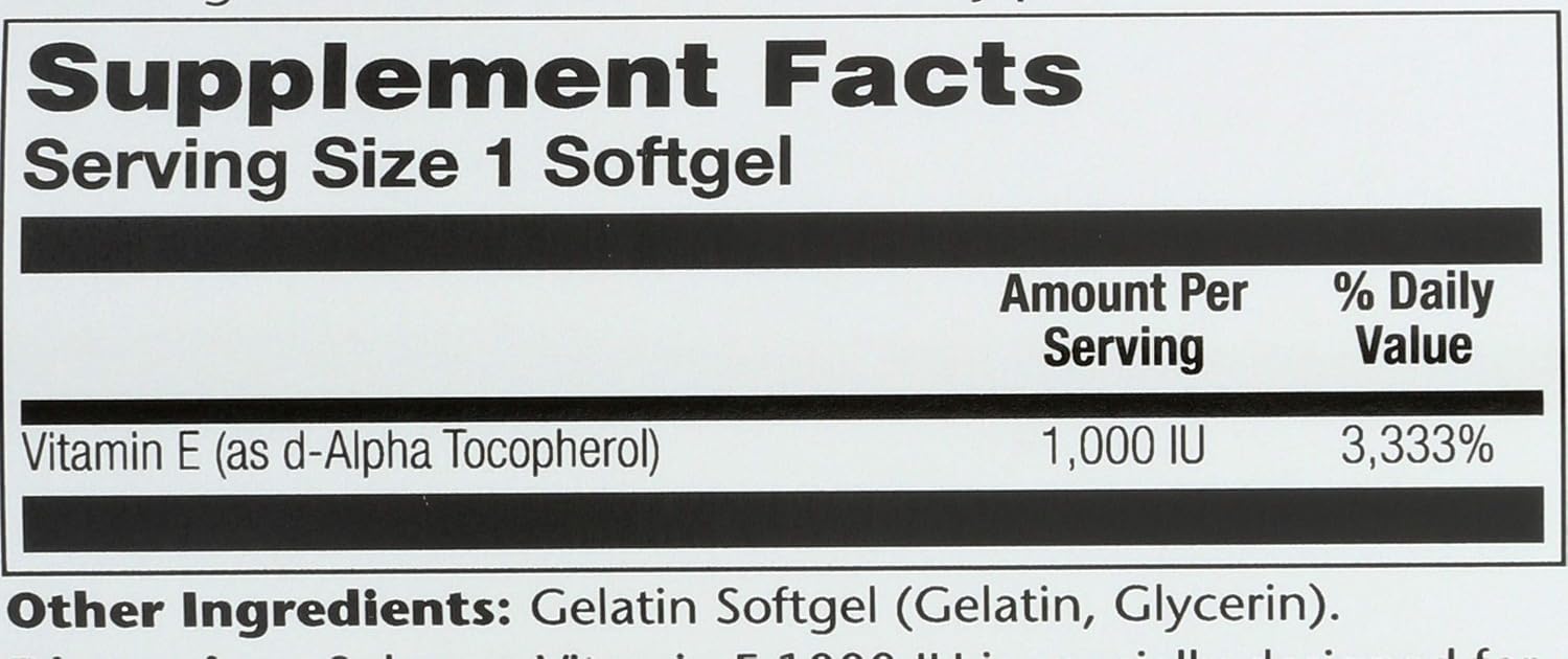 Solaray Vitamina E 1000 UI d-Alfa Tocoferol Natural - 60 Cápsulas