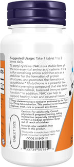 Now Foods NAC (N-Acetilcisteína) 1000 mg, 60 Comprimidos