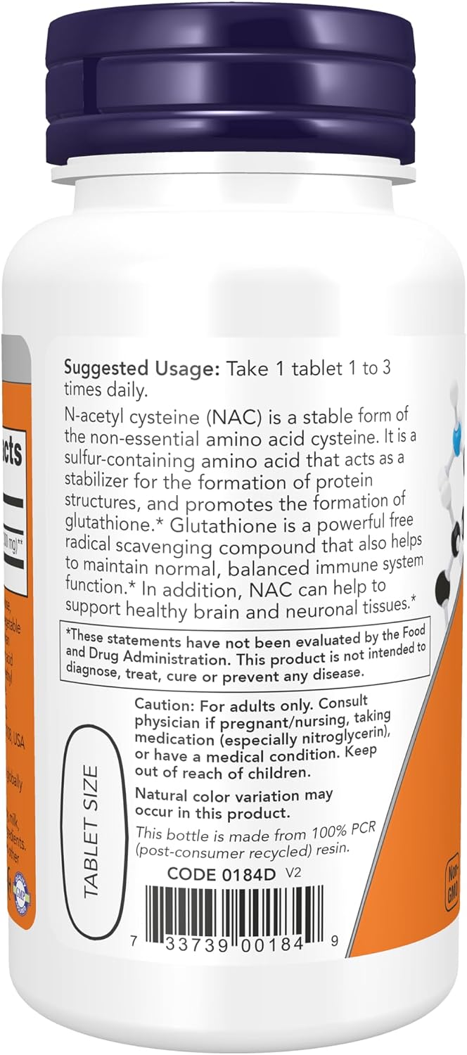 Now Foods NAC (N-Acetilcisteína) 1000 mg, 60 Comprimidos