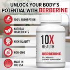 10X Health Berberine 500mg - Dihidroberberina - 30 Cápsulas