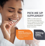 Zahler DMG 500 mg - Suplemento de dimetilglicina para resistencia y apoyo inmunológico - 90 comprimidos kosher