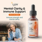 LUV Health Flow Drops - Hongos Adaptógenos para Energía y Concentración, 30 Dosis