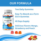 Greenfield Nutritions Gominolas de Vitamina D3 Halal - 2000 IU (50 mcg), 90 Gominolas Vegetarianas