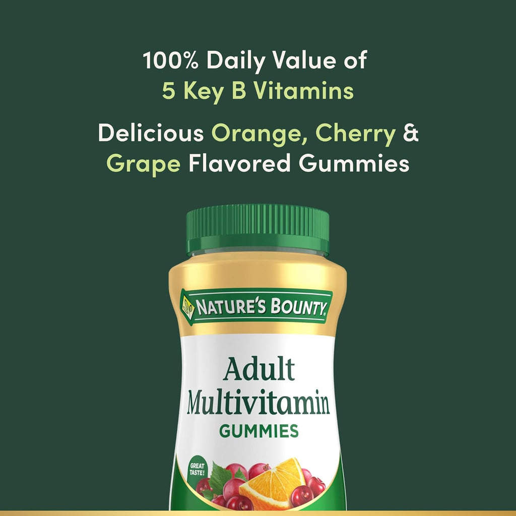Nature's Bounty Gomitas Multivitamínicas para Adultos, Sabor naranja, cereza y uva, 75 gomitas