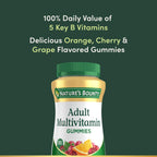 Nature's Bounty Gomitas Multivitamínicas para Adultos, Sabor naranja, cereza y uva, 75 gomitas