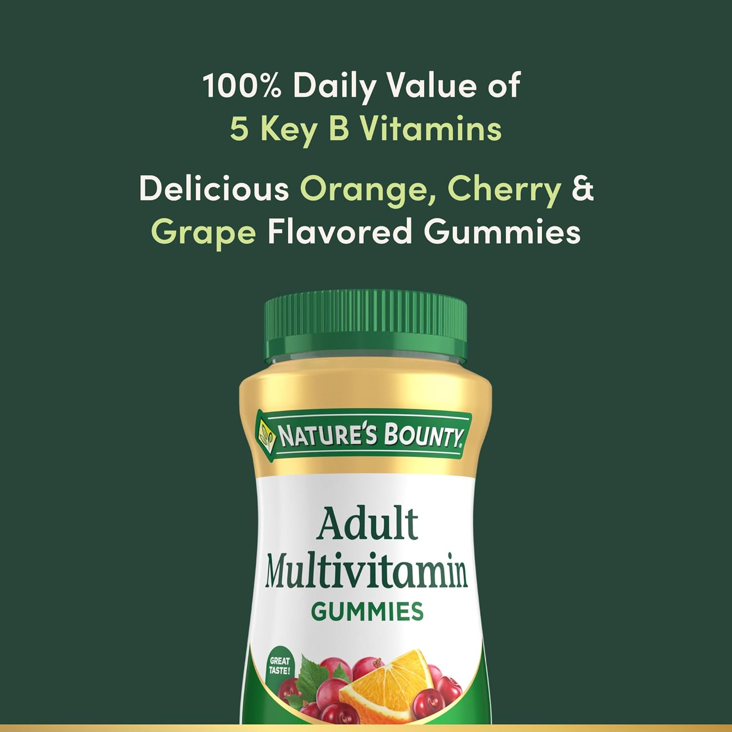 Nature's Bounty Gomitas Multivitamínicas para Adultos, Sabor naranja, cereza y uva, 75 gomitas