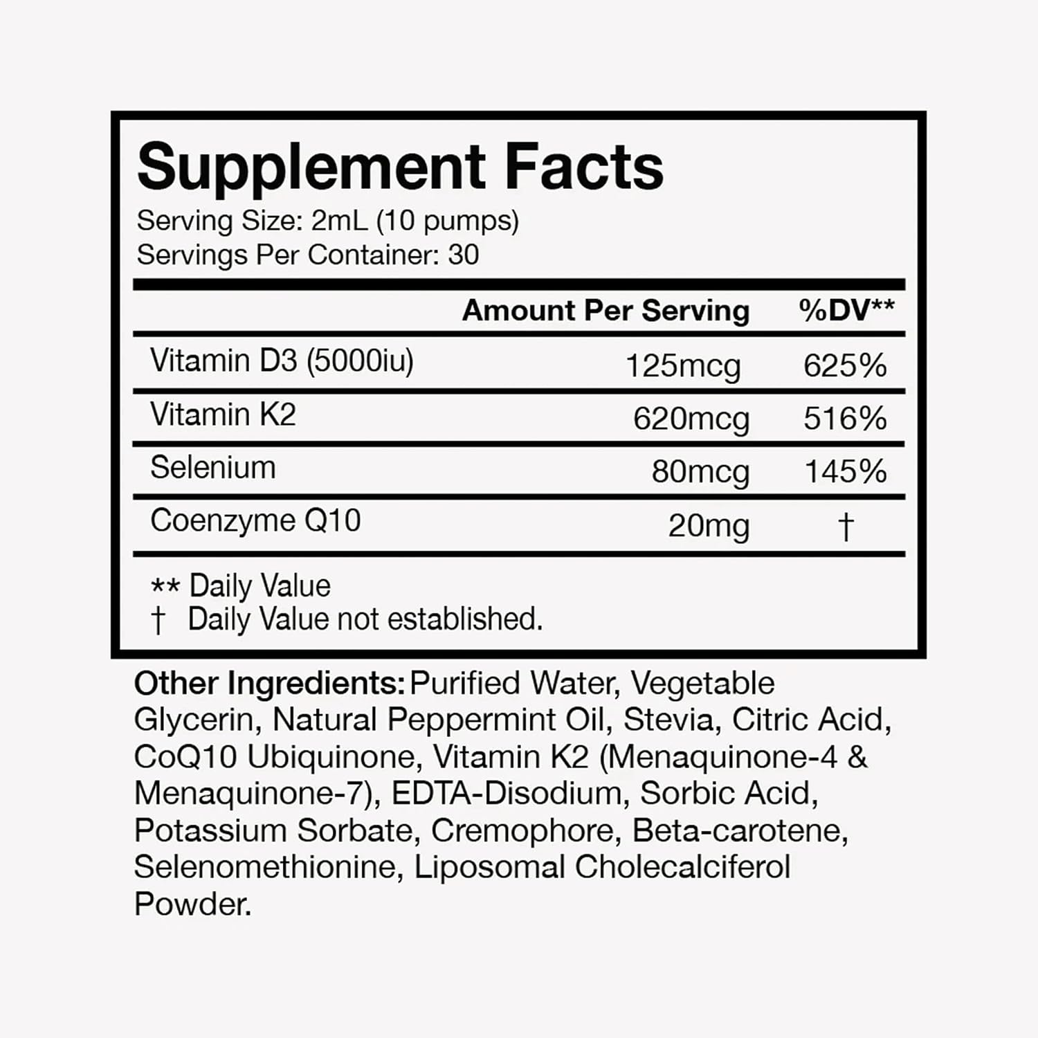 Terra Health Essentials Vitamina D3 + K2 Liposomal con CoQ10 y Selenio - 60 ml (2 oz), 30 días