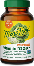 MegaFood Vitamina D3 5000 IU (125 mcg) con Vitamina K2 - 120 Cápsulas Vegetarianas