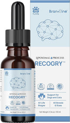 Recogry Líquido Apoyo Cognitivo para Perros y Gatos con Astaxantina, Fosfatidilserina, Alfa-GPC y DHA (90 ml)