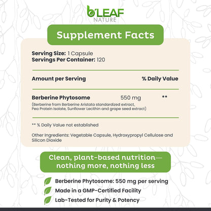 B’Leaf Nature Berberina Phytosome, 120 – Proteína de guisante: fuente vegetal que complementa la matriz lipídica. – Image 2
