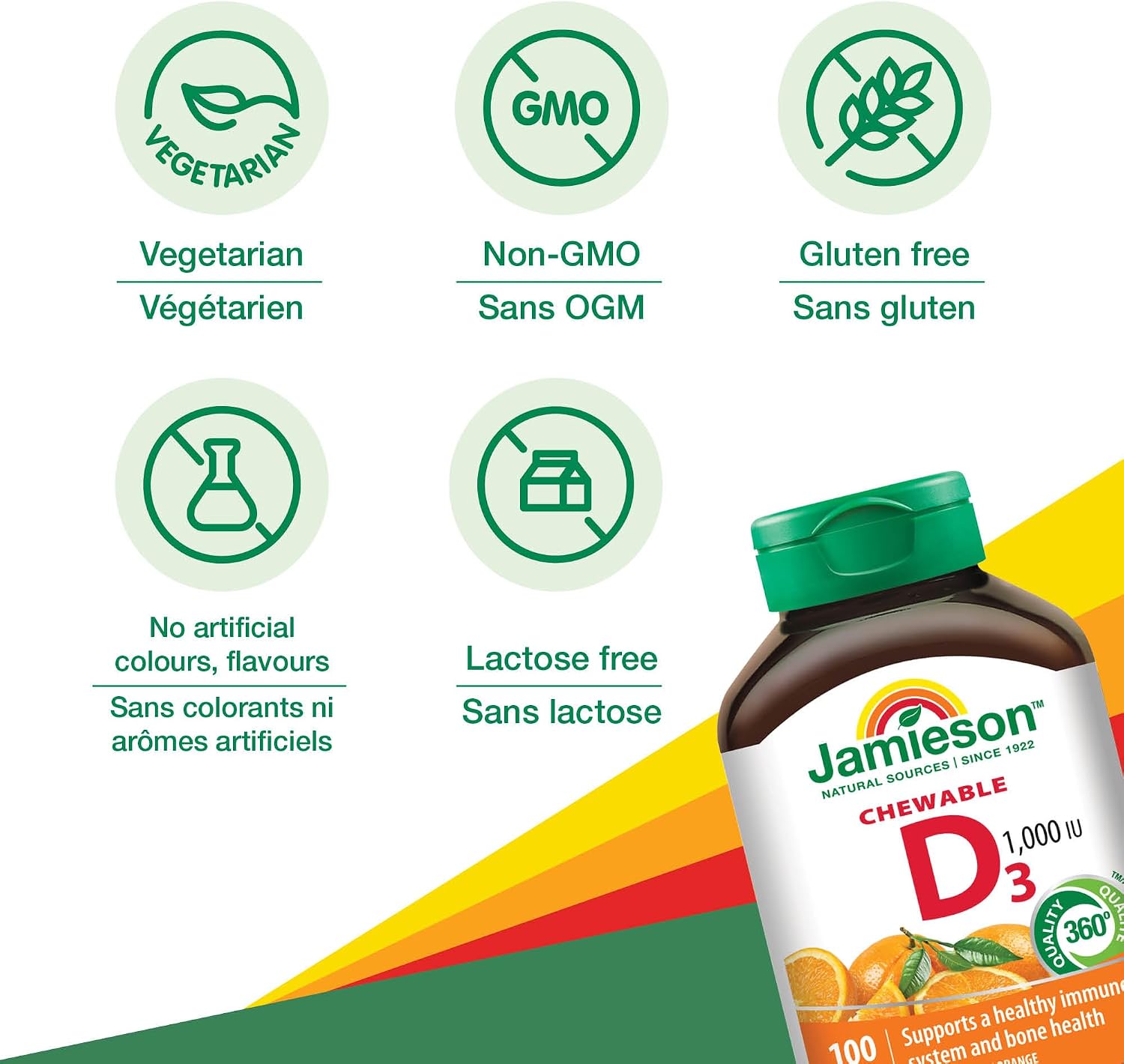 Jamieson Vitamina D3 1000 IU Naranja Masticable - 100 unidades