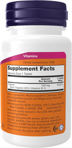 NOW Foods Vitamina B-1 (Tiamina) 100 mg, 100 Comprimidos (Pack de 2)