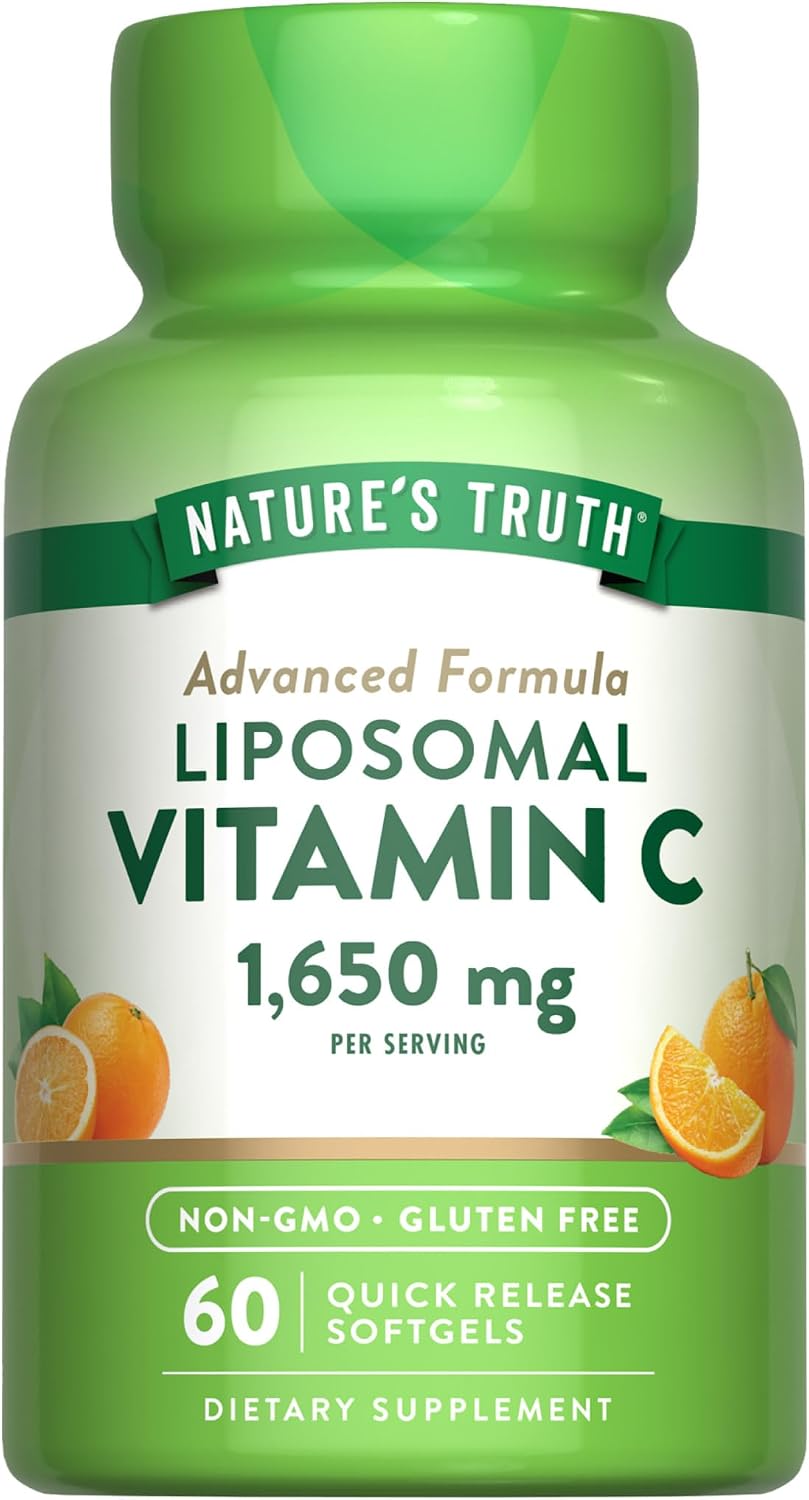 Nature's Truth Vitamina C Liposomal, 1650 mg, 60 Cápsulas Blandas - No OGM y Sin Gluten
