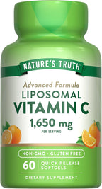 Nature's Truth Vitamina C Liposomal, 1650 mg, 60 Cápsulas Blandas - No OGM y Sin Gluten