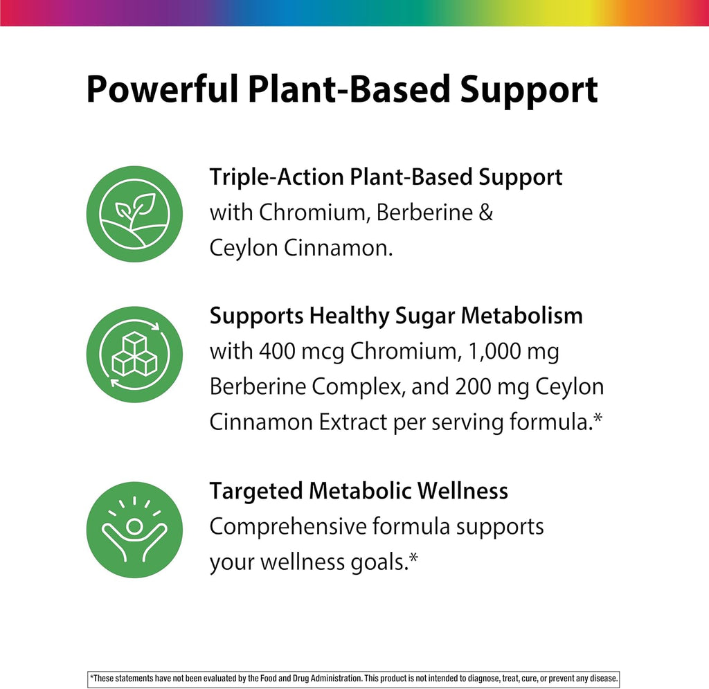 Rainbow Light Berberine Complex con Canela de Ceilán y Cromo - 60 Cápsulas Veganas