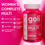 Goli Women's Multi Gummies - Multivitamínico Diario Completo para Mujeres con 13 Vitaminas Esenciales, Biotina, Zinc - Vegano, Sin Gluten - 60 Gominolas (Paquete de 2)