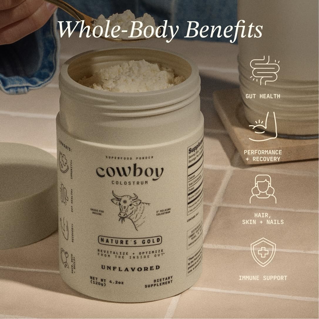 Cowboy - Calostro Bovino de Primera Ordeña, Entero, Grass Fed, Sin Sabor (40 porciones)