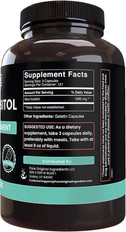 Myo-Inositol Puro 365 Cápsulas – Sin Magnesio ni Rellenos, Verificado en Laboratorio – Image 2