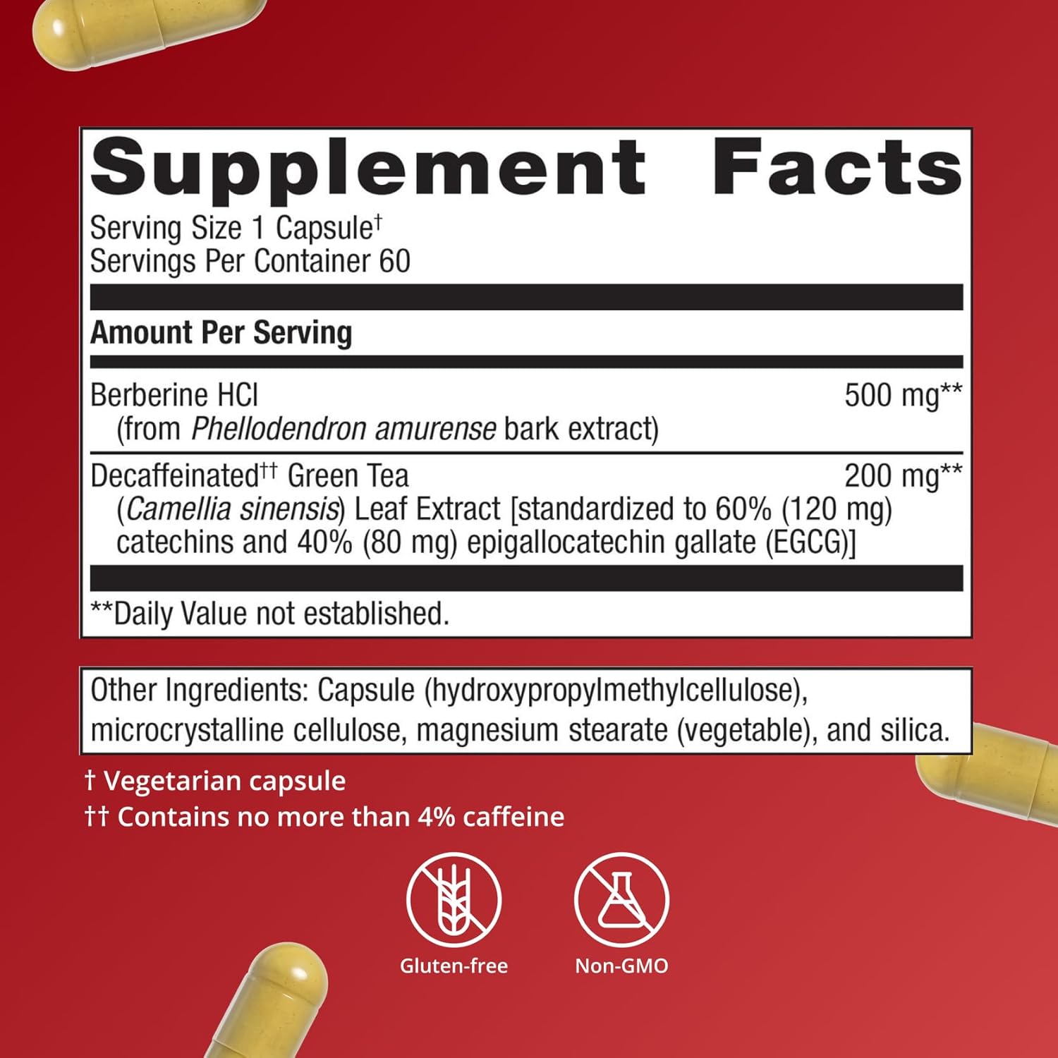 Metagenics Berberine GT - 500 mg de Berberina con Extracto de Té Verde Descafeinado - 60 Cápsulas Vegetales