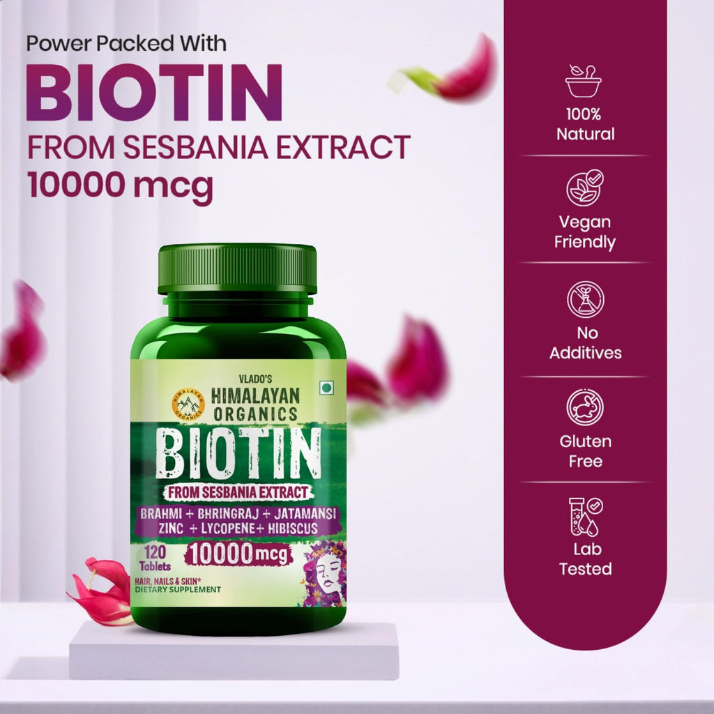 Himalayan Organics Biotina 10000 mcg – 120 Comprimidos