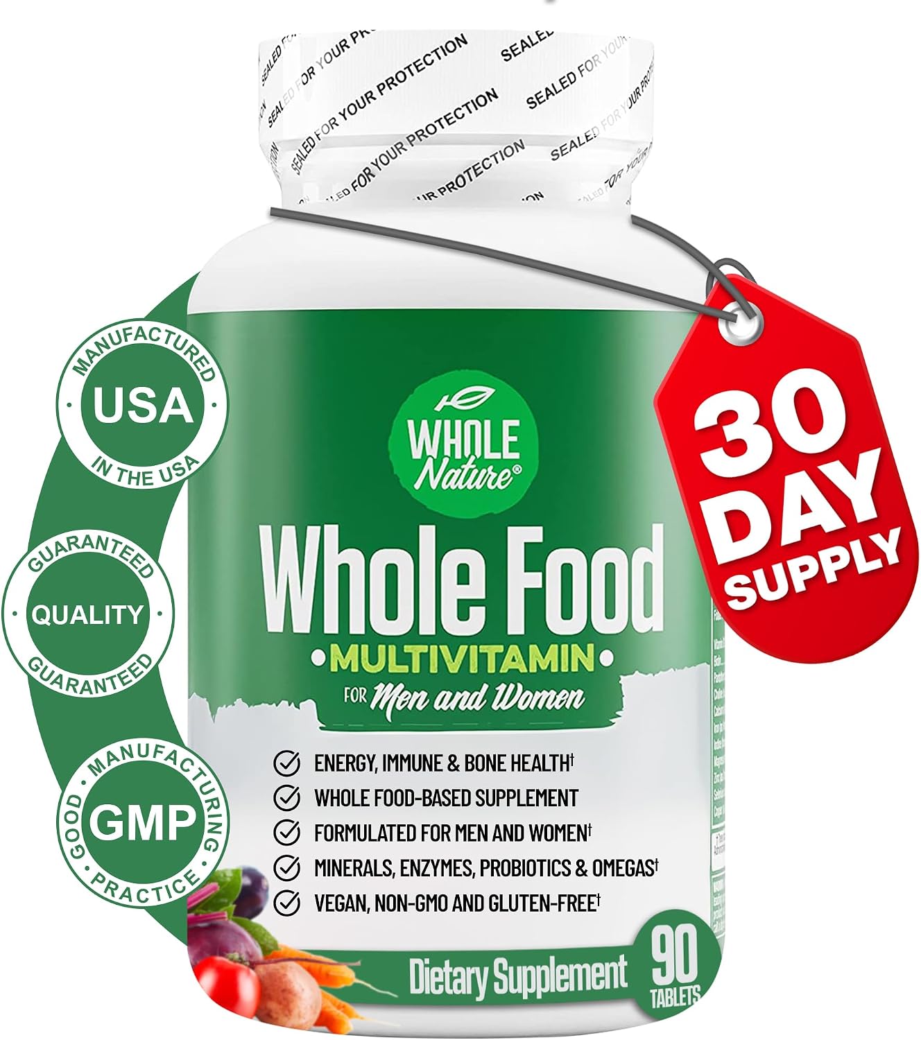 Whole Nature Multivitamínico Completo para Hombres y Mujeres - 1 Mes