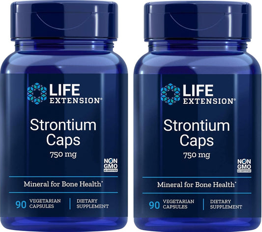 Life Extension Strontium Caps, 750 mg, 90 Vegetarian Capsules - 2-Pack