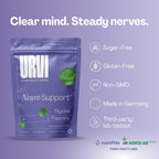 URVI® Neuro Gummies – 500mg Glicina, 150mg L-Teanina, Vitaminas B1 y B6 – Sin Cafeína ni Azúcar – Sabor Té Verde y Manzana – 60 Gominolas