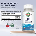 KAL Vitamina B12 1000mcg, Liberación Sostenida – Apoyo Energético y Nervioso, Vegano, 100 Comprimidos