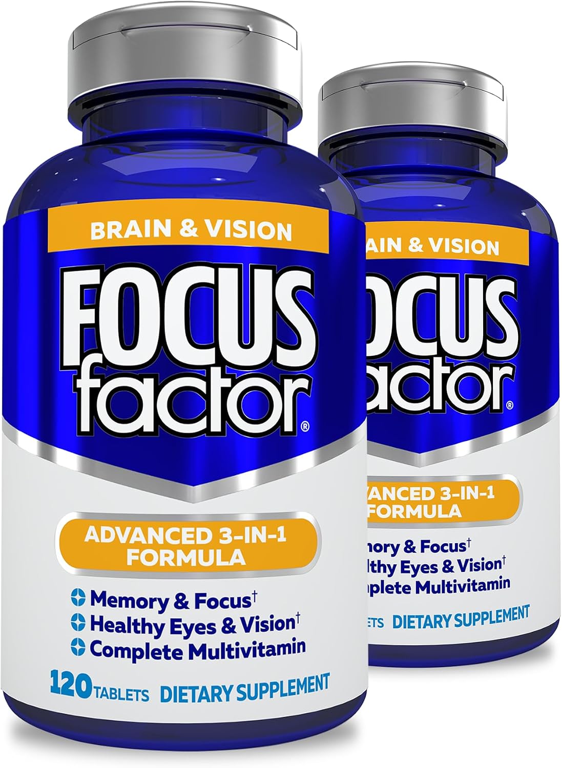 Focus Factor Complemento para Cerebro y Visión con Luteína y Zeaxantina, 120 Comprimidos