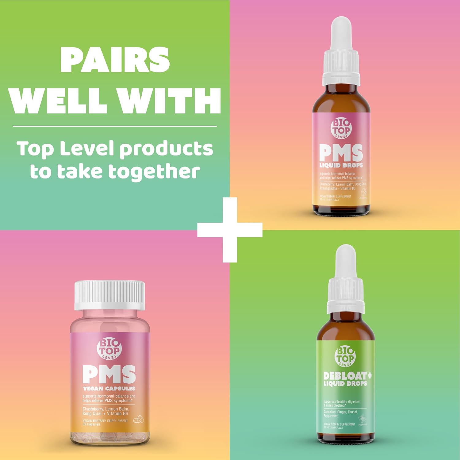 Suplemento para el Alivio del PMS con Vitex, Vitamina B6, Melisa y Dong Quai - 30 Cápsulas Veganas