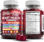 Clean Nutraceuticals CoQ10 Gummies - CardiGuard - Gominolas de Coenzima Q10 con Arroz de Levadura Roja, Espino Blanco, Jengibre, Cúrcuma, Bergamota, Hibisco, Vitamina K2+D3, Magnesio Glicinato, Pimienta de Cayena y Fenogreco - Sabor Naranja