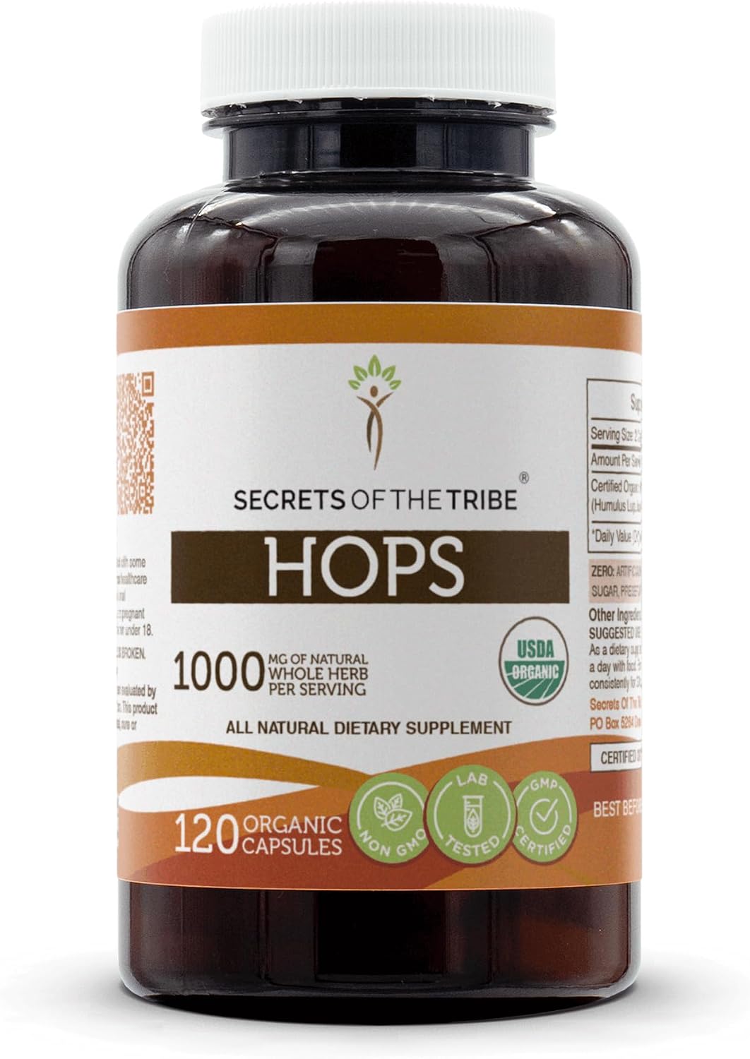 Secrets of the Tribe Hops USDA Organic Capsules | Cápsulas Orgánicas de Lúpulo, 60 Unidades