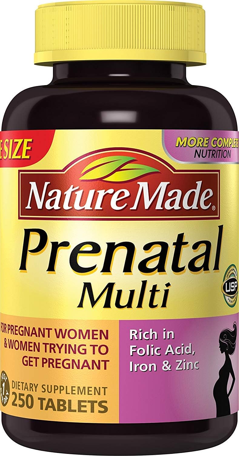 Nature Made Prenatal Multi, 250 comprimidos con ácido fólico y 17 nutrientes